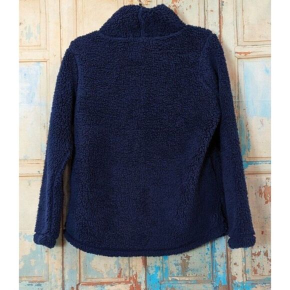 St. Johns Bay Women Size PM Sherpa Mock Neck Long Sleeve Pullover Blue Very Soft - Picture 6 of 11